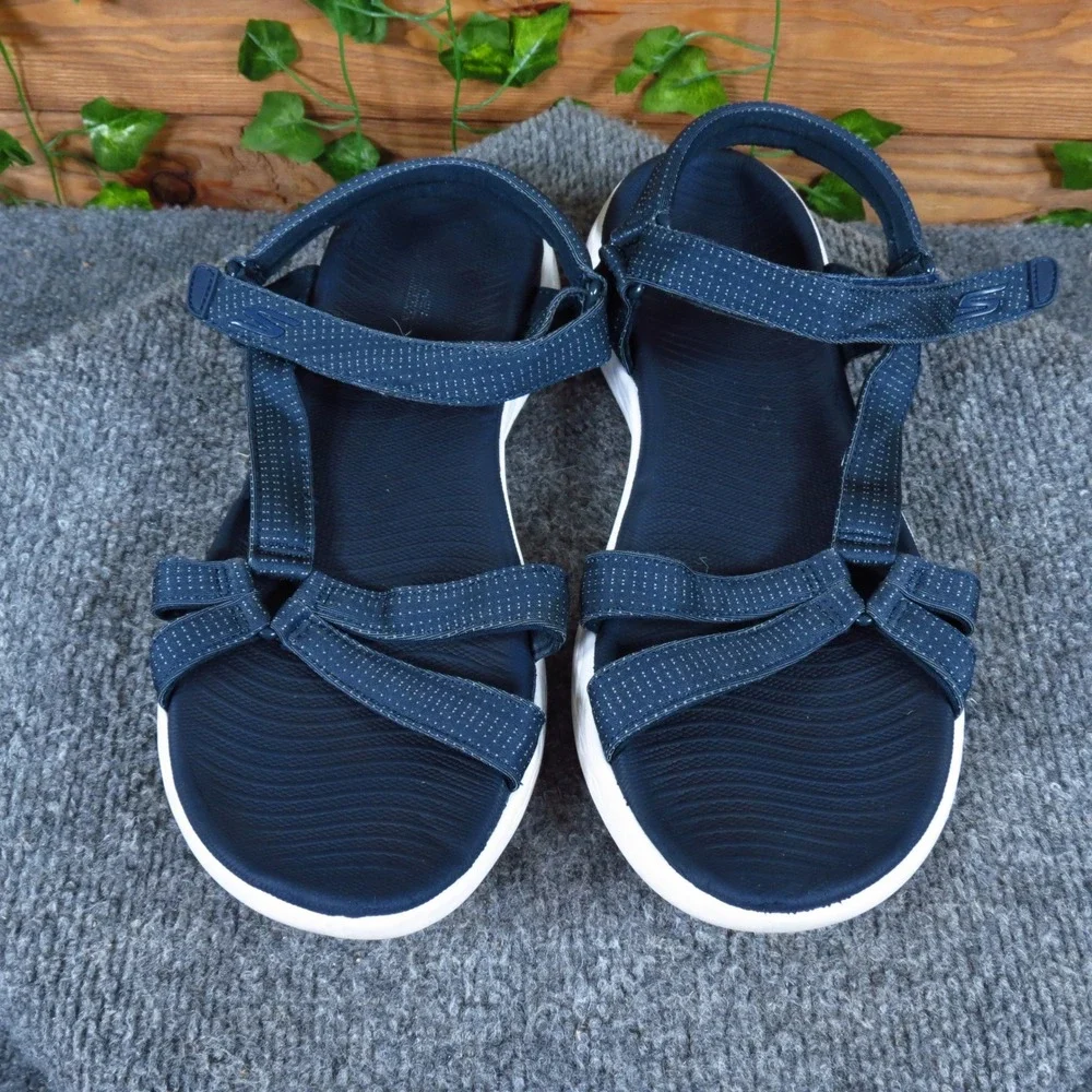 Skechers On-the-Go 600 Brilliancy Women Shoe Sandal 10 Walking Navy Blue Textile